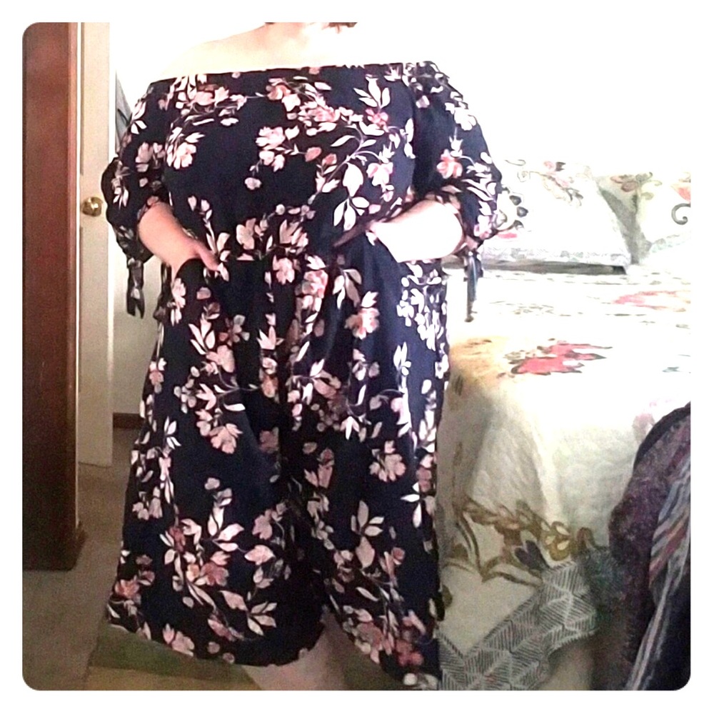 off shoulder plus size romper / jump suite